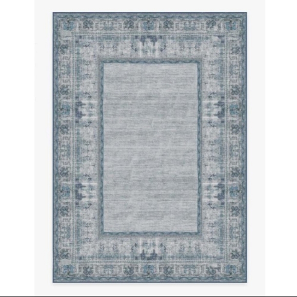 Ruggable Vintage Daisy Bordered Blue 5ft x 7ft Washable Rug (Cover Only) - Picture 10 of 10